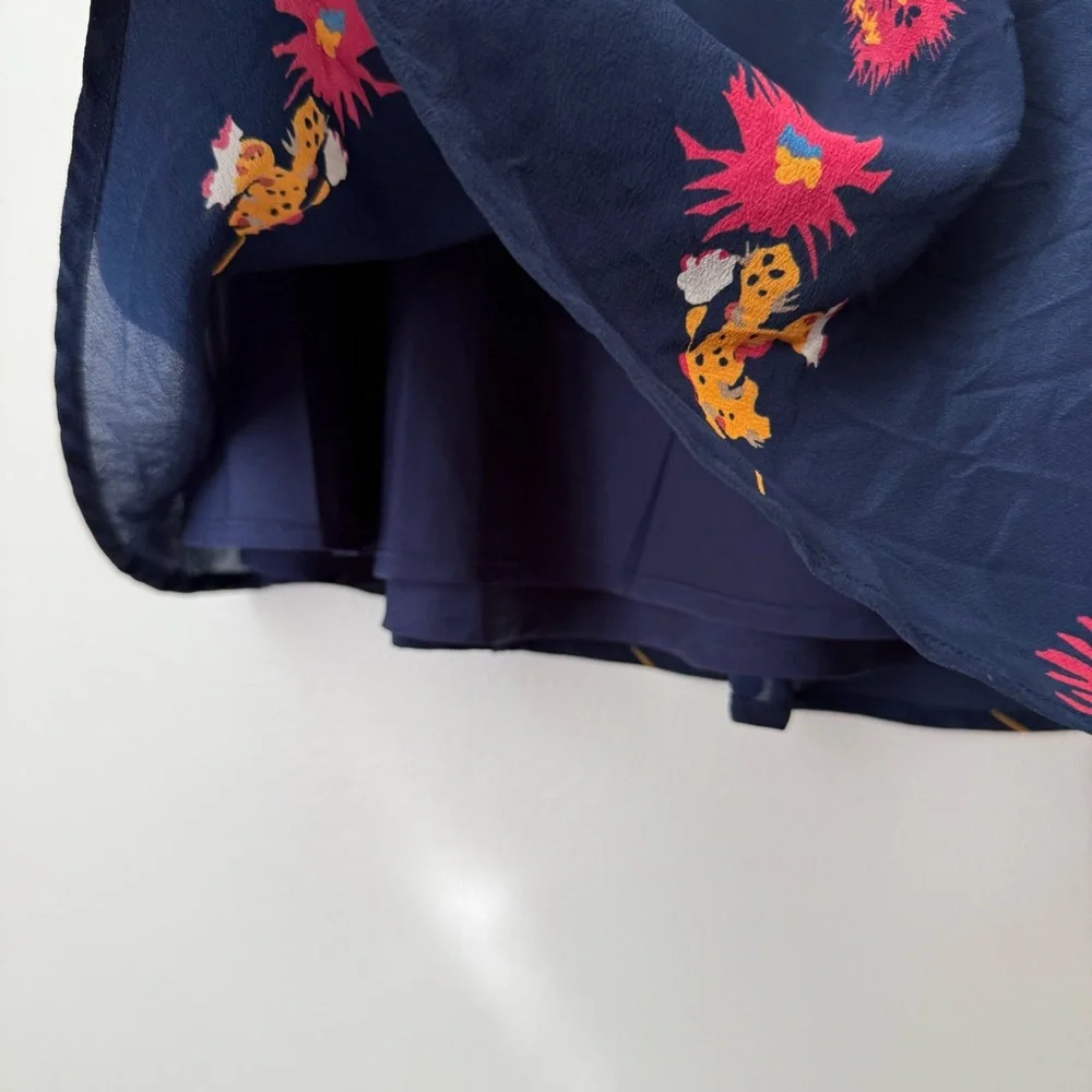 Madewell Silk Poppy Dress in Cactus Flower Navy Floral Fit and Flare Mini - Picture 8 of 16